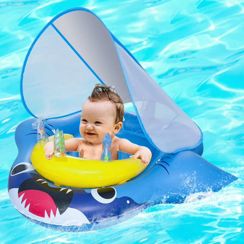Baby Pool Float With Canopy, Infant Baby Swimming Pool Floats For 6 36 Mont