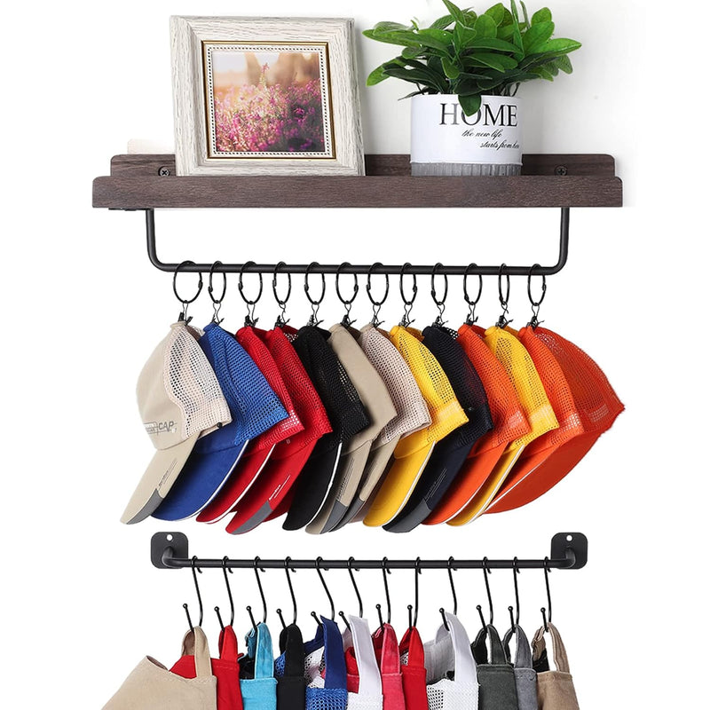 Hat Rack For Wall With Shelf For 24 Baseball Caps Metal Hat Organizer With 12 Cl