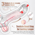 Penis Sleeve Cock Sleeve Vibrator - 3 Sizes Vibrating Penis Sleeves Set Realistic Adult Male Sex Toys For Men Penis Extender Vibrating Cock Ring 9 Modes, Elastic Penis Ring To Enlarge For Men Couples