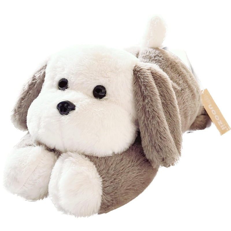 16" 3 Pounds Grey Dog Weighted Stuffed Animals With Unscented Microwavable