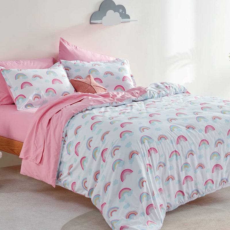 Kids Duvet Cover Set Queen Size 3 Pieces - Super Soft & Cute Comforter Cover W