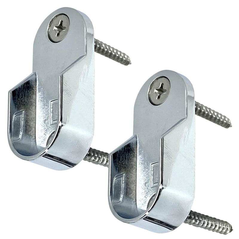 Oval Closet Rod End Supports | Screw On Type | 15Mm X 30Mm | Polished Chrome | 4