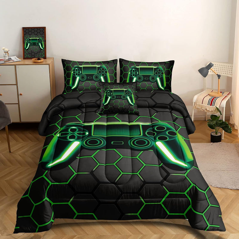 6 Pieces Gaming Bedding Set For Boys Gamer Comforter Set Full Size,Video Game