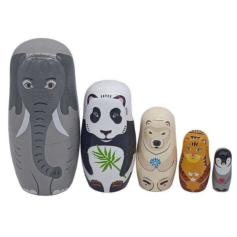 Nesting Dolls Set Of 5 Pieces Animal Matryoshka Nesting Dolls Handmade Wooden