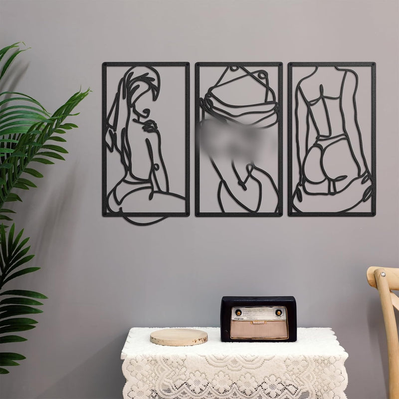 3 Pcs Modern Minimalist Wall Decor Abstract Line Art Wall Decor Woman Body Sha