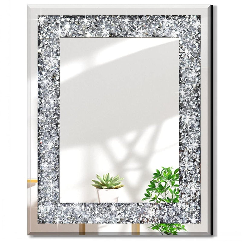 Rectangle Sparkling Decorative Wall Mirror For Home Decoration With Silver Cry