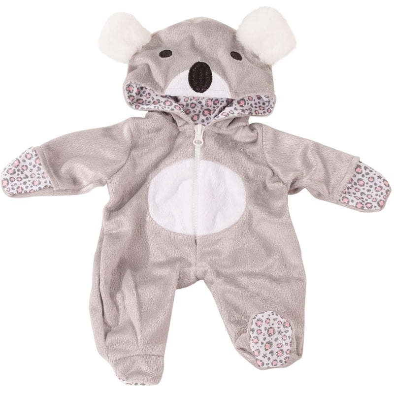 Gotz One Piece Koala Bear Costume Pajama Sleeper With Padded Feet, Paws And Ho