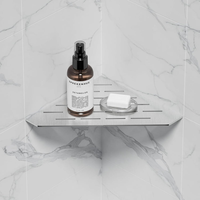 10 In Brushed Corner Shelf, Floating Corner Shelves For Tile Wall, Recessed Ti