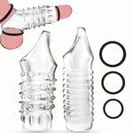 Penis Sleeve & Cock Ring Set For Men 5 Pcs, Elastic Enhancement Sleeves With Delay Ring, Support For Stronger Erection And Extended Intimacy, Reusable Transparent Couples Sex Toy Kit