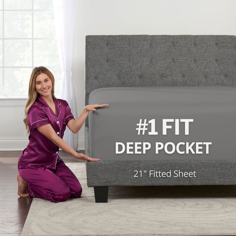 Twin Deep Pocket Fitted Sheet – Deep Pocket Twin Fitted Sheet – Microfiber Twi