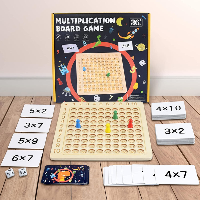 Wooden Multiplication Board Math Game For Kids 8 12, Math Manipulatives Set