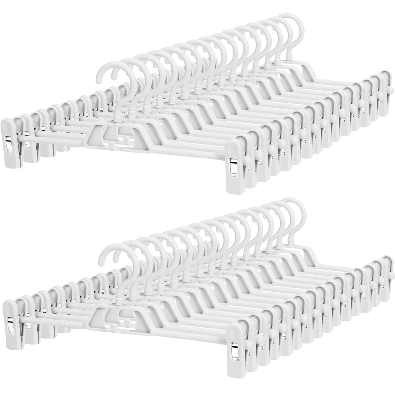 30 Pack Pants Hangers With Clips - Plastic Hangers Stackable Skirt Hangers, Clot
