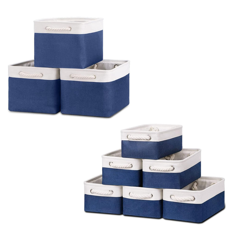 Baskets Set Fabric Storage Bins-Navy Blue Bundled Baskets Of 3 Medium Baskets 15
