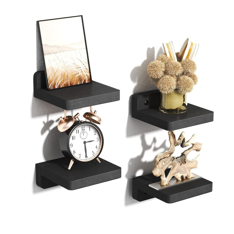 Small Floating Shelves Wall Mounted, 4 Inch Wood Shelf For Decoration And Stor