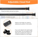 Closet Rods for Hanging Clothes, Heavy Duty Closet Rod 17-27 Inch Adjustable Clothes Hanging Bar Metal Shower Curtain Rods for Closet, Wardrobes, Bathroom, Windows