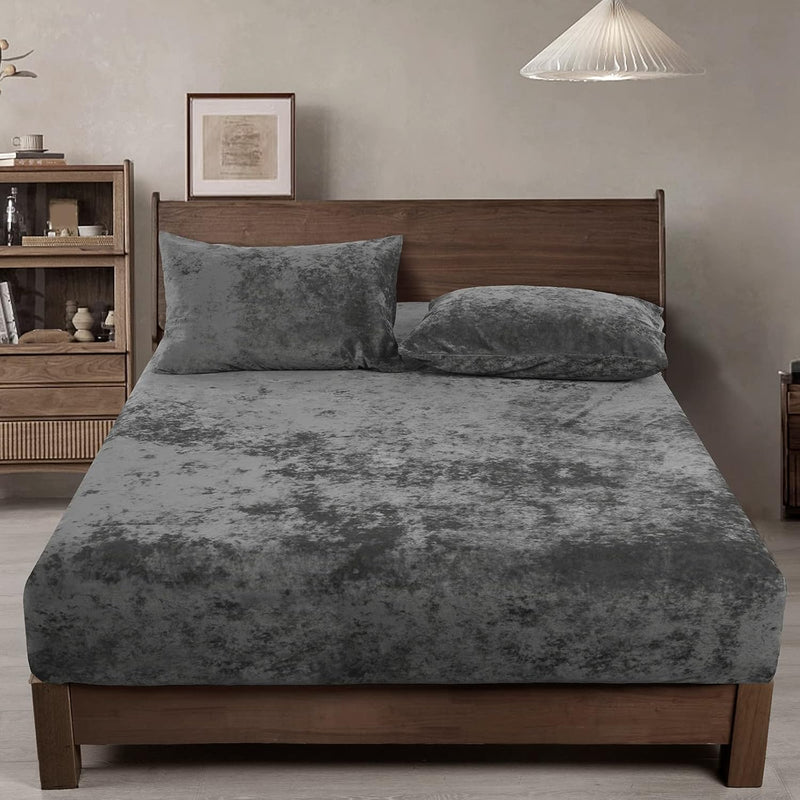 Truly Velvet Fitted Sheet Queen Size, 1 Pack Luxury Super Soft Cozy Comfy Bott