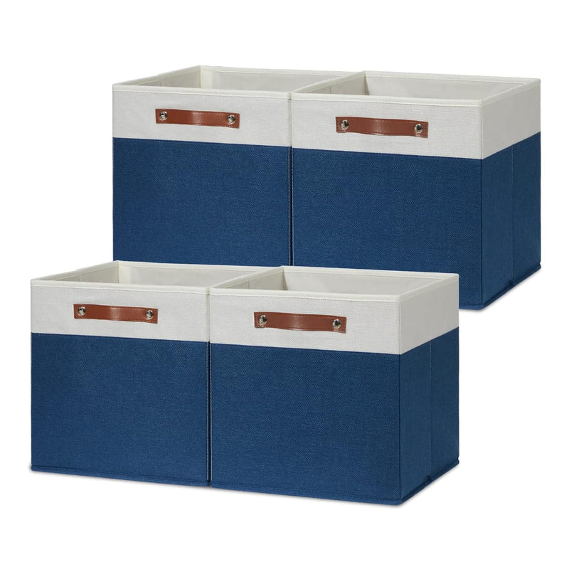 Fabric Storage Cubes Bins For Shelves,13X13 Storage Cubes, Set Of 4 Foldable Cub