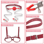 Bdsm Sex Bondage Breast Restraints, B To D Cup Chest Harness Boobs Cincher With Silicone Ball Gag & Nipple Clamps, Sex Harness Kinky Lingerie Bra Sm Games Sex Toys For Women Couples Beginner (Red)