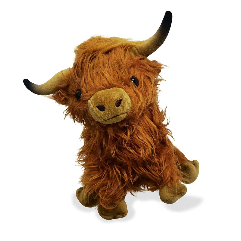 Highland Cow Stuffed Animal Realistic Fluffy Scottish Plush Cow Farm Toys (Bro