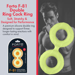 F-81 Double-O-Ring Double Glow In The Dark Cock Ring Sex Toys For Men - 100% Liquid Silicone Cock And Ball Ring For Erection Enhancement - Stretches 2X Its Size - Adult Sex Toys (Glow, Small)