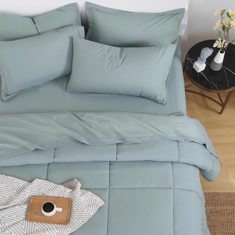 Twin Comforter Set Bed In A Bag 5 Pieces, Down Alternative Brushed Bedding Wit
