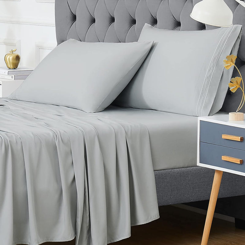 Bamboo Sheets Set Queen Size, Bamboo Cooling Bed Sheets Deep Pocket, Silky Sof