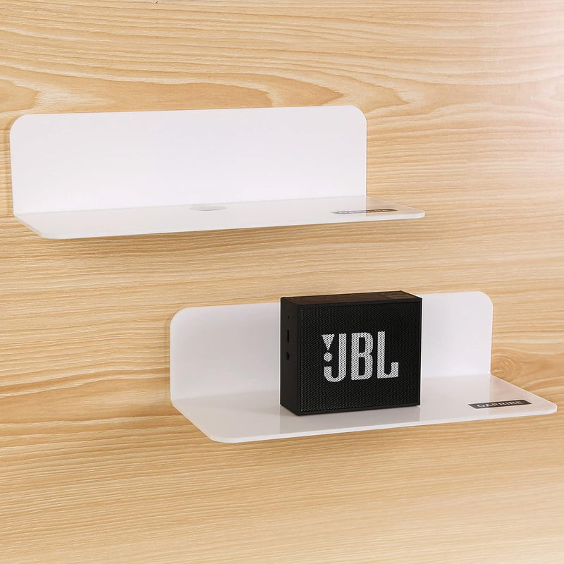 White Floating Shelves Wall Mounted Set Of 2 - Easily Expand Wall Space - Acry