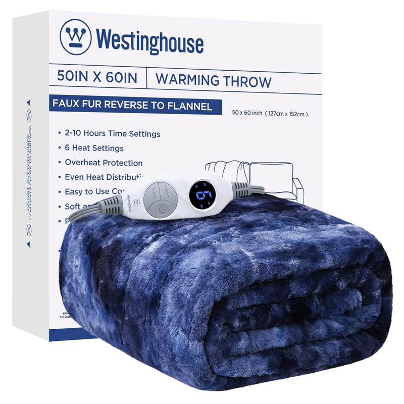Heated Blanket Electric Throw Blanket, Faux Fur Heating Blanket, 6 Heating Lev