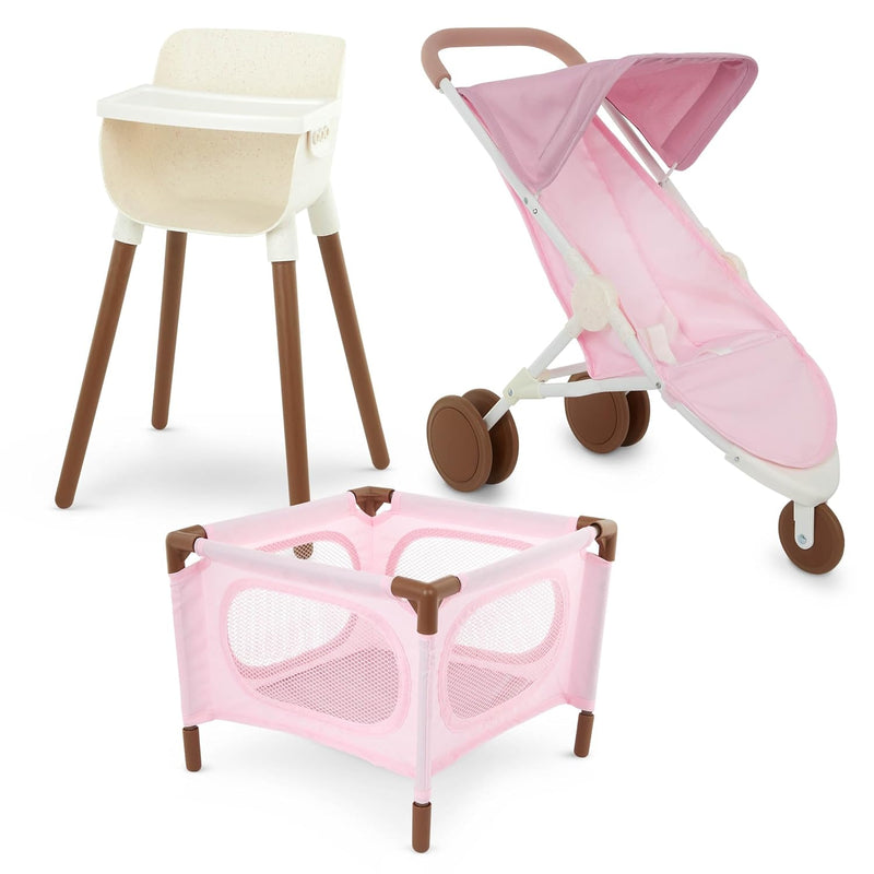 14 Inch Baby Doll Accessory Bundle Nursery Care Set High Chair, Playpen & J
