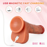 Realistic Thrusting Dildo with 5 Vibration & 3 Thrusting Modes, Hands-Free Play.