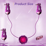 Rose Nipple Vibrator with 10 Vibration Modes, Rechargeable Clamps for Couples
