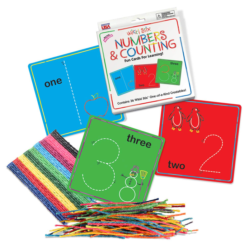 Wikki Stix Numbers And Counting Cards, Preschool & Kindergarten Tactile Learni