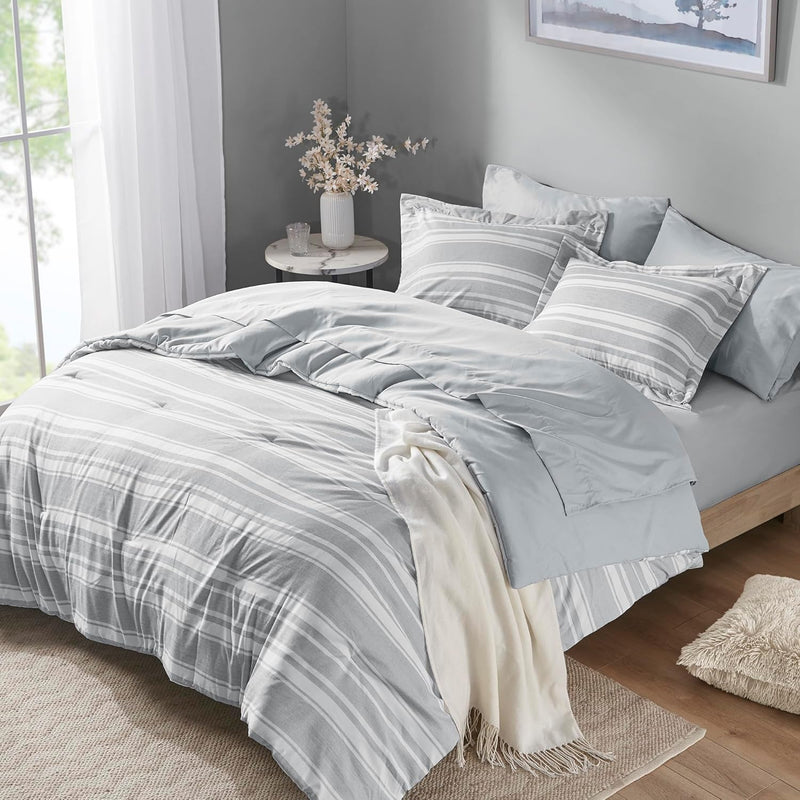 Nimbus Bed In A Bag Full Size, Gray White Striped Bedding Comforter Sets For M