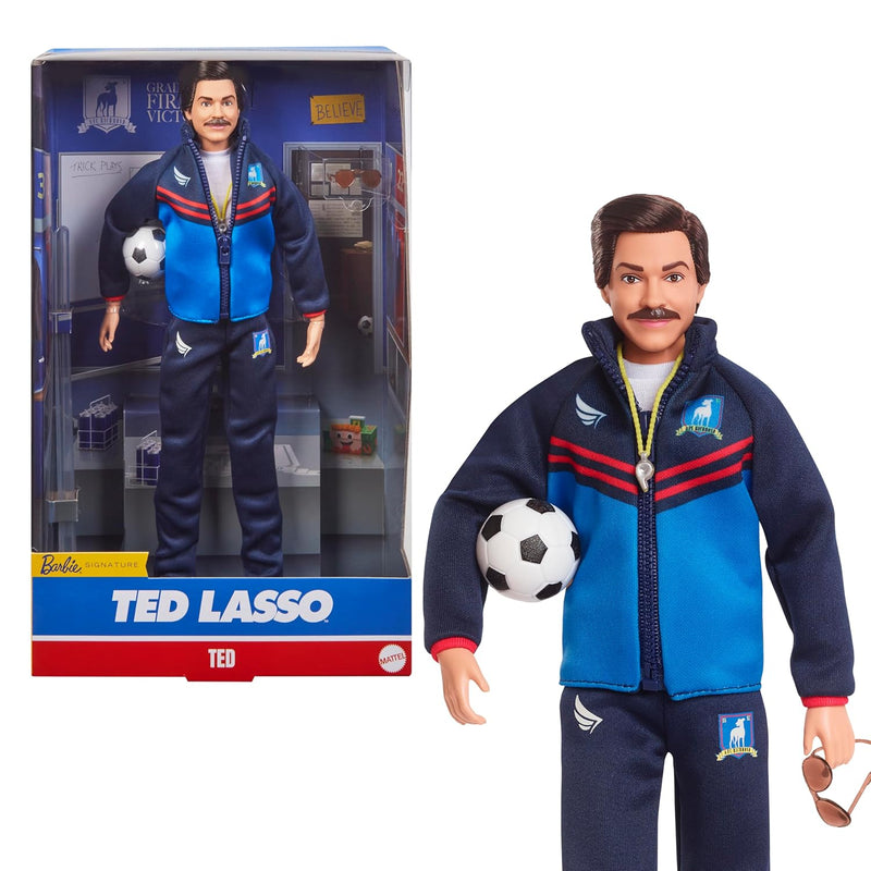 Barbie Signature Fashion Doll, Ted Lasso Wearing Blue Tracksuit with AFC Ri