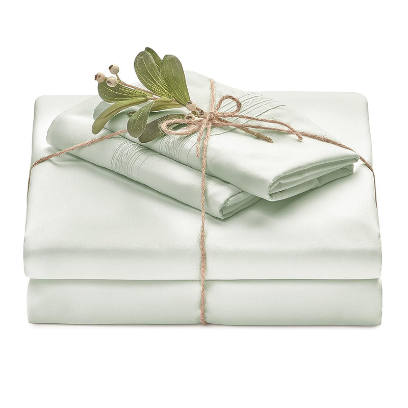 Premium Soft Sage Green King Bed Sheets Set 4-Piece - Percale Microfiber - Fit
