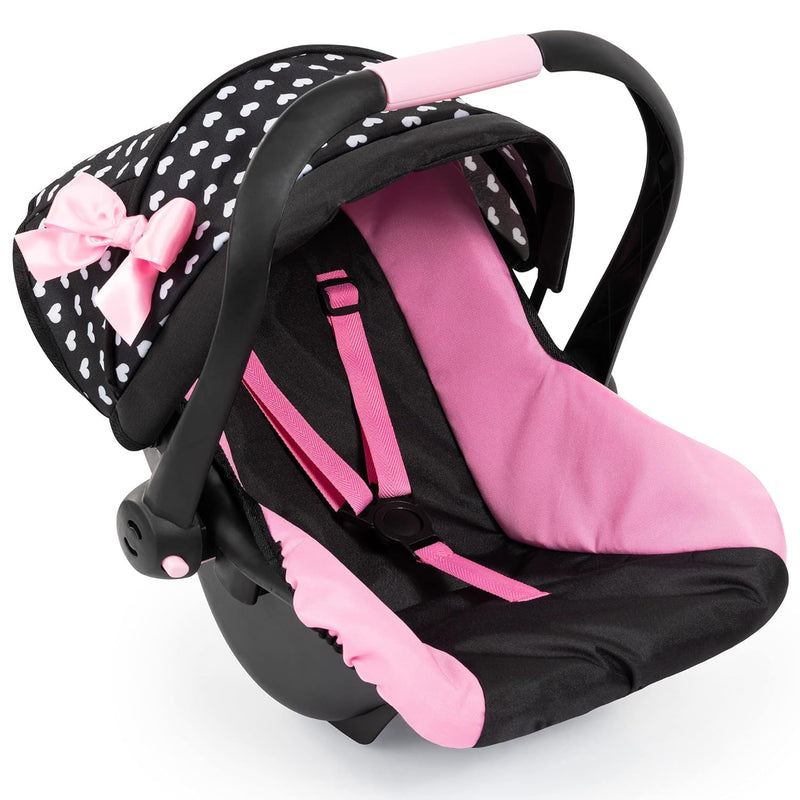 Bayer Design Dolls: Deluxe Car Seat: Hearts Black & Pink - Pretend Play Acc