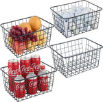 Wire Storage Basket 4 Pack, Perfect Kitchen Pantry Organization Storage Basket,Laundry Basket,Countertop Organization,Use to Kitchen,Bathroom,Bedroom,Living Room,Office,Black