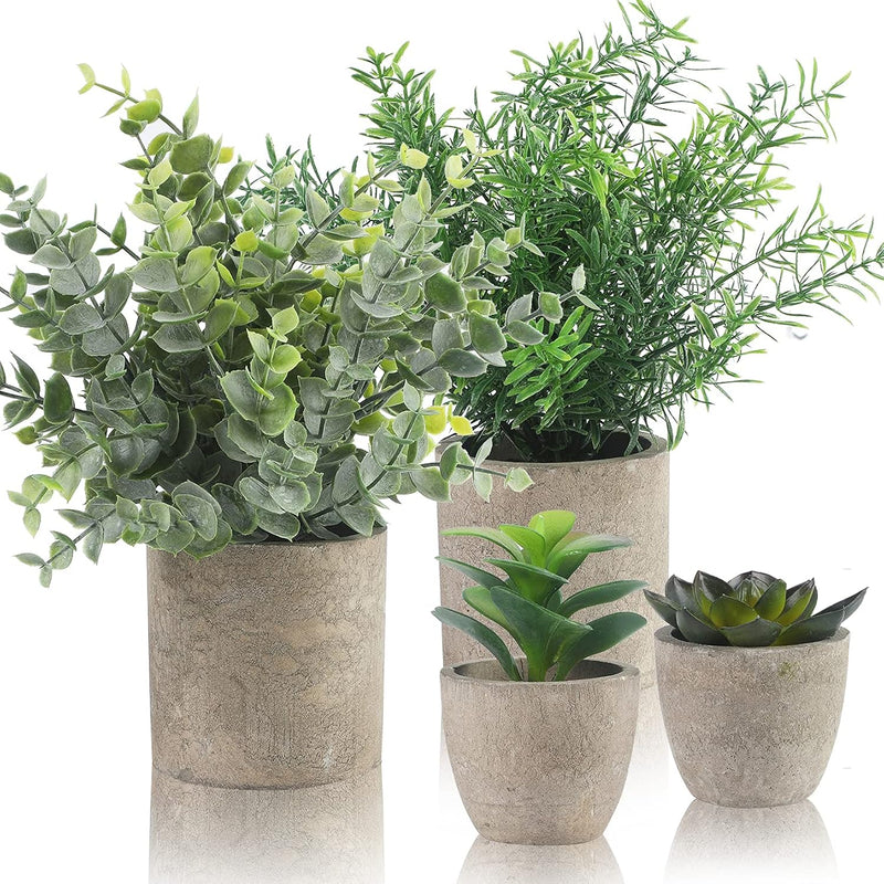 Girls 4 Packs Fake Plants Small Artificial Plants Indoor Eucalyptus Rosemary S