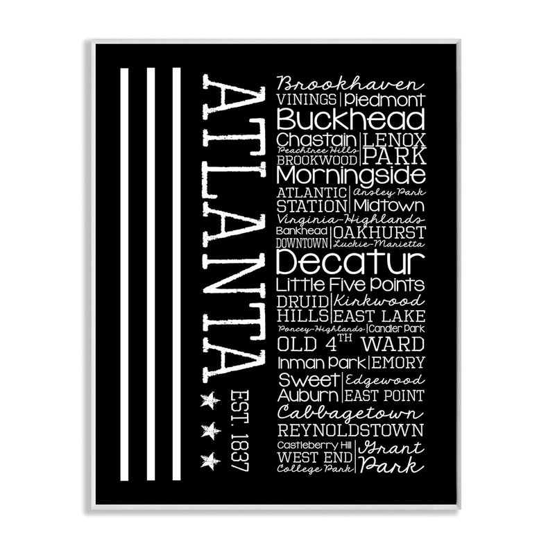 Stupell Home Décor Atlanta Words And Cities Typography Art Wall Plaque, 10 X 0