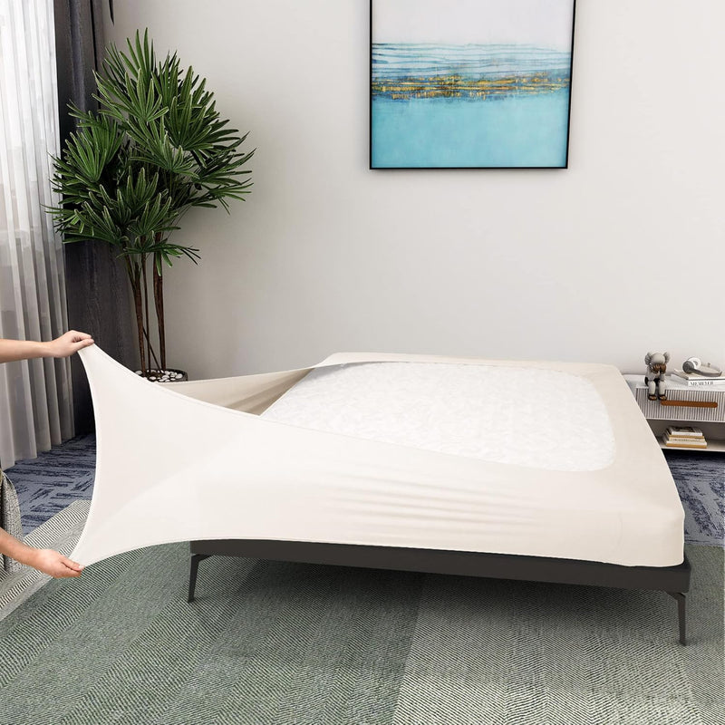 Box Spring Cover Queen Size - Jersey Knit & Stretchy Wrap Around 4 Sides Bed S