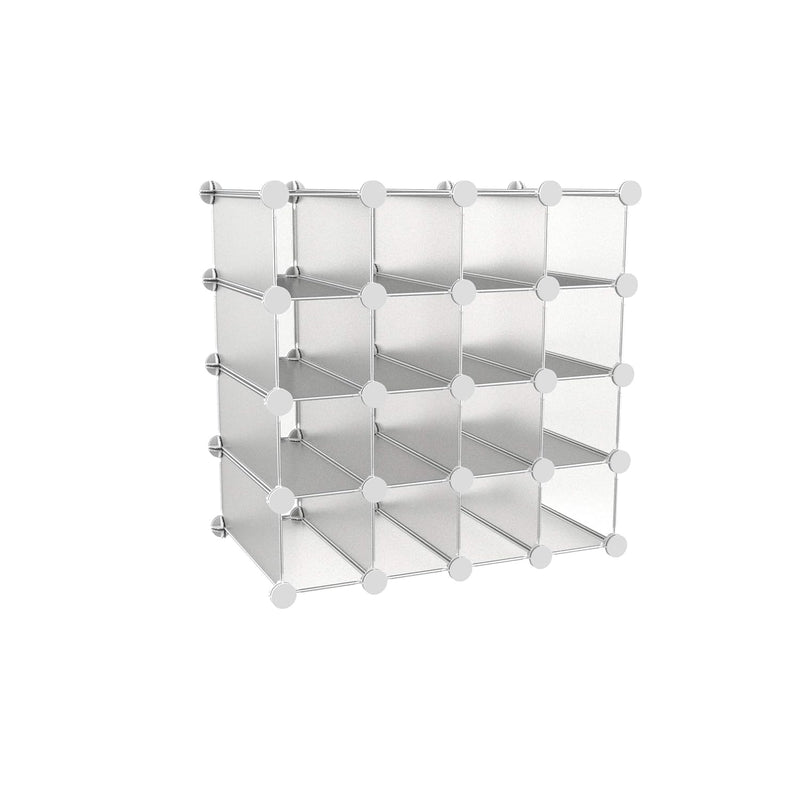 Piece 16 Cube Interlocking, Customizable, Stackable Modular Cubby Shelving For O