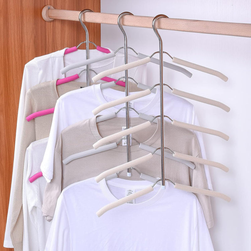 3 Pack 5 In 1 Space Saving Clothes Hangers Chrome And Foam Blouse Tree Hangers M