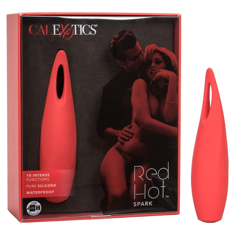 Red Hot Spark - 10-Function Waterproof Vibrator – Rechargeable Silicone Compact Vibe – Adult Sex Massager For Couples - Red