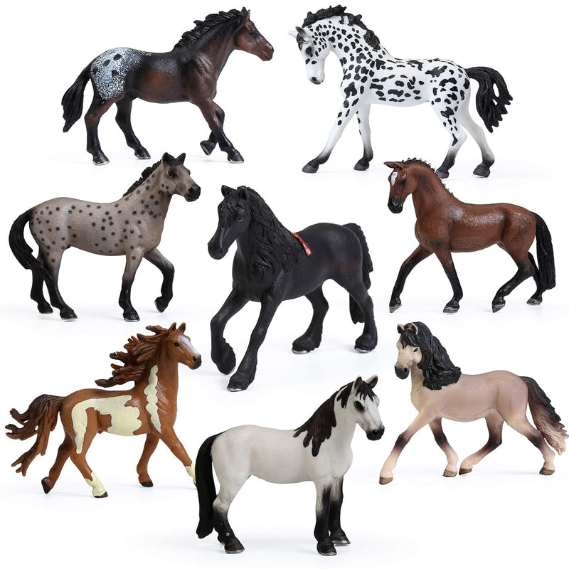 8Pcs Big Horse Mare And Stallion Toy Figures, Plastic Figurines, Horse Anim