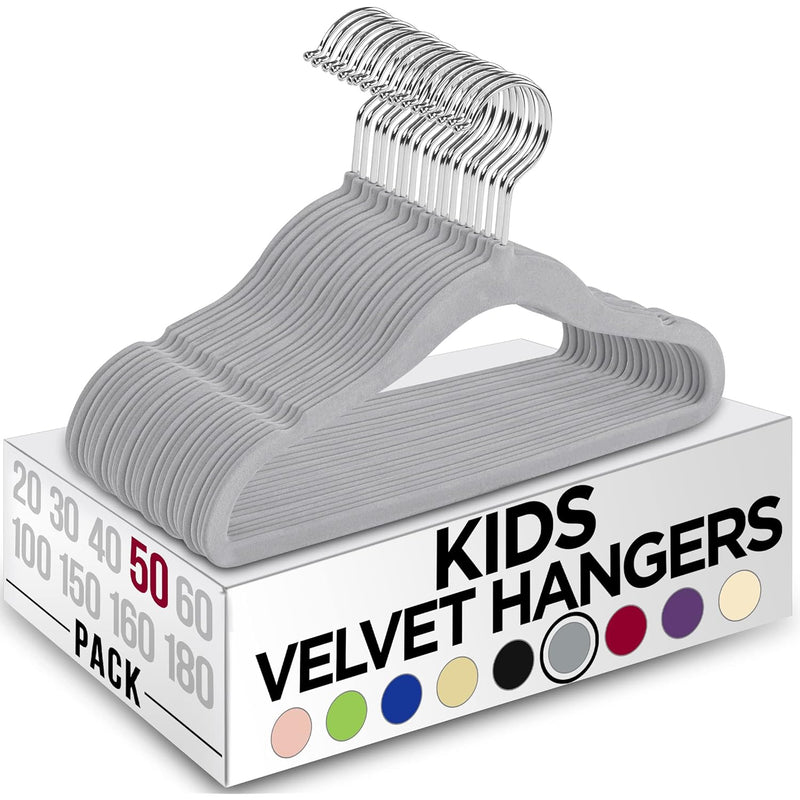 Kids Hangers Velvet (Pack Of 50) - 11 Inch Durable Baby Hangers For Closet - Per
