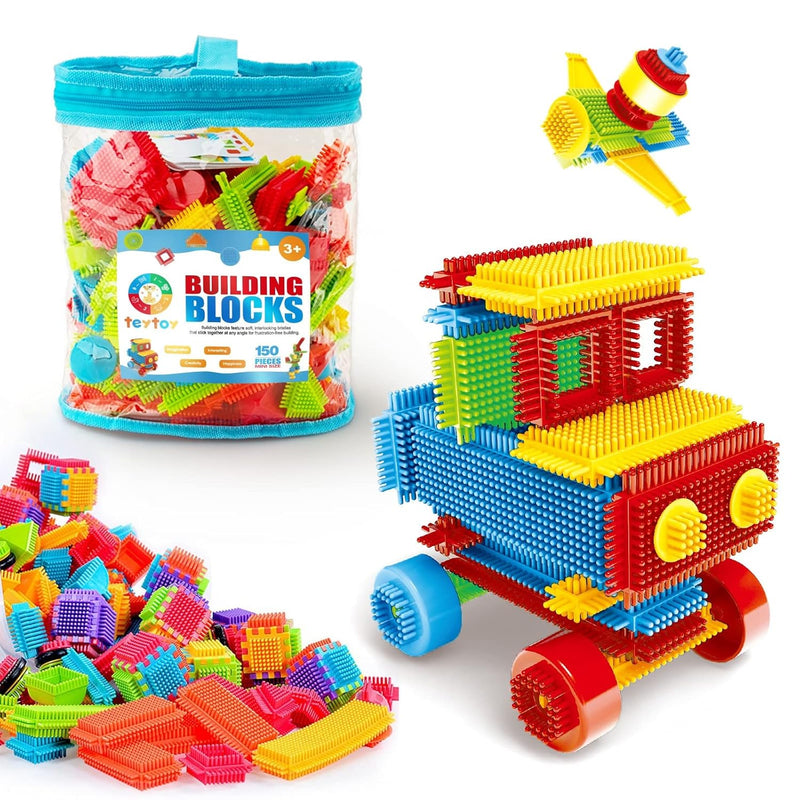 teytoy My First Baby Building Toys, 150pcs Bristle Shape 3D Building Blocks