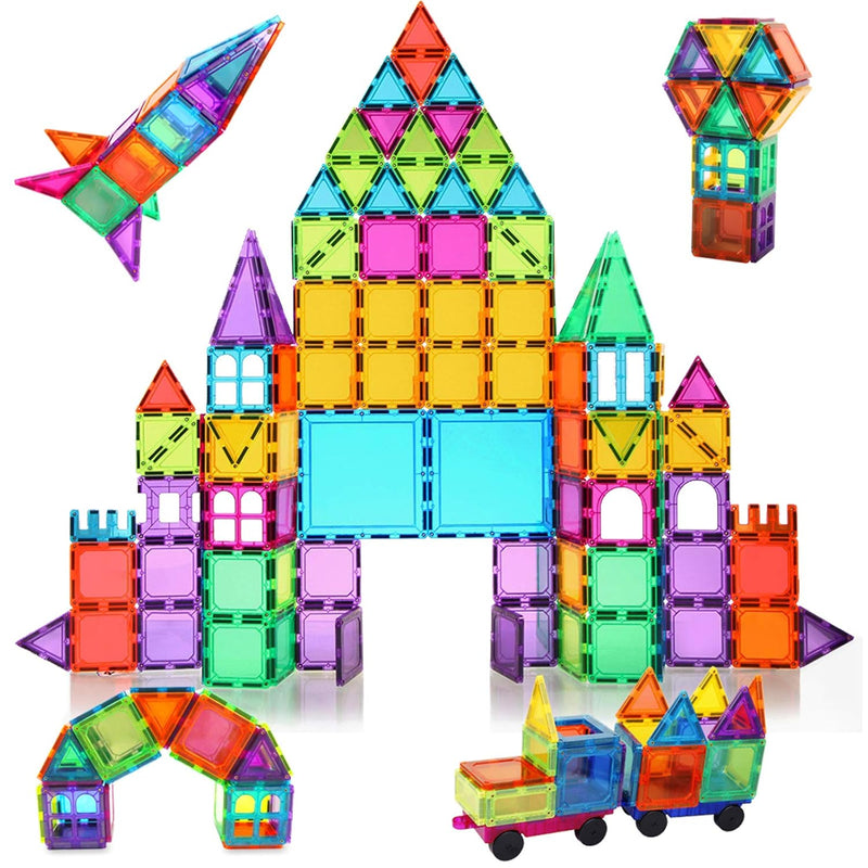 Magnetic Tiles, 120 Pcs Magnetic Building Blocks, 3D Magnet Tiles For Kids