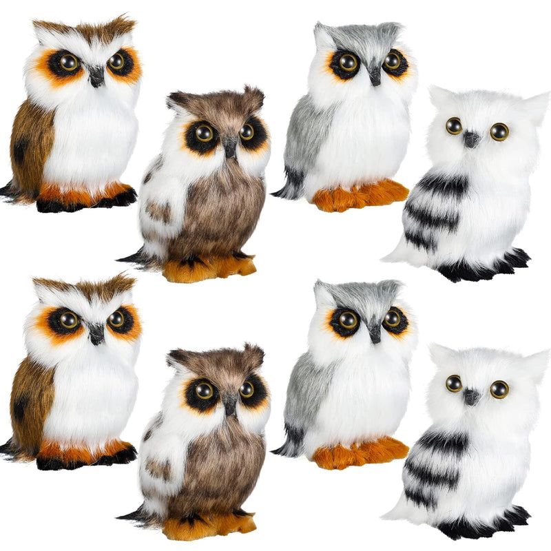 8 Pieces Mini Stuffed Owl Plush Toy 3.2 Inch Soft Owl Stuffed Animal Gray S