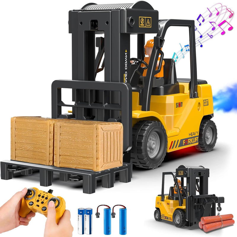 Rc Forklift Truck, 2 In 1 Transform Lift Fork & Hook, Kids Forklift Toy, 11 Ch