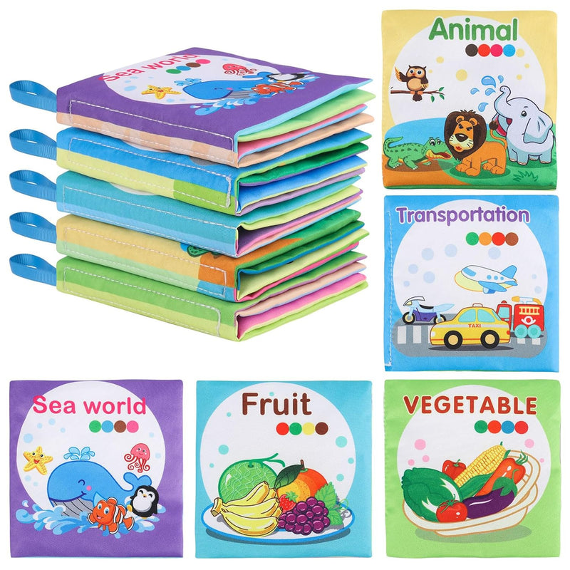 5Pcs Baby Bath Books For Toddlers Learning The Names Of Animals, Fruits, Ve